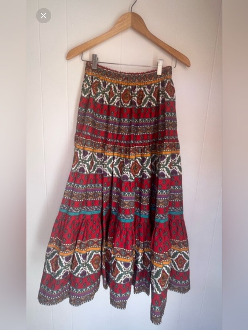 Vintage Cotton French Tiered Peasant Skirt